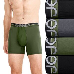 Jockey Infinite Cool Microfiber 4-Pack Large 6" Boxer Brief Mens Underwear NEW